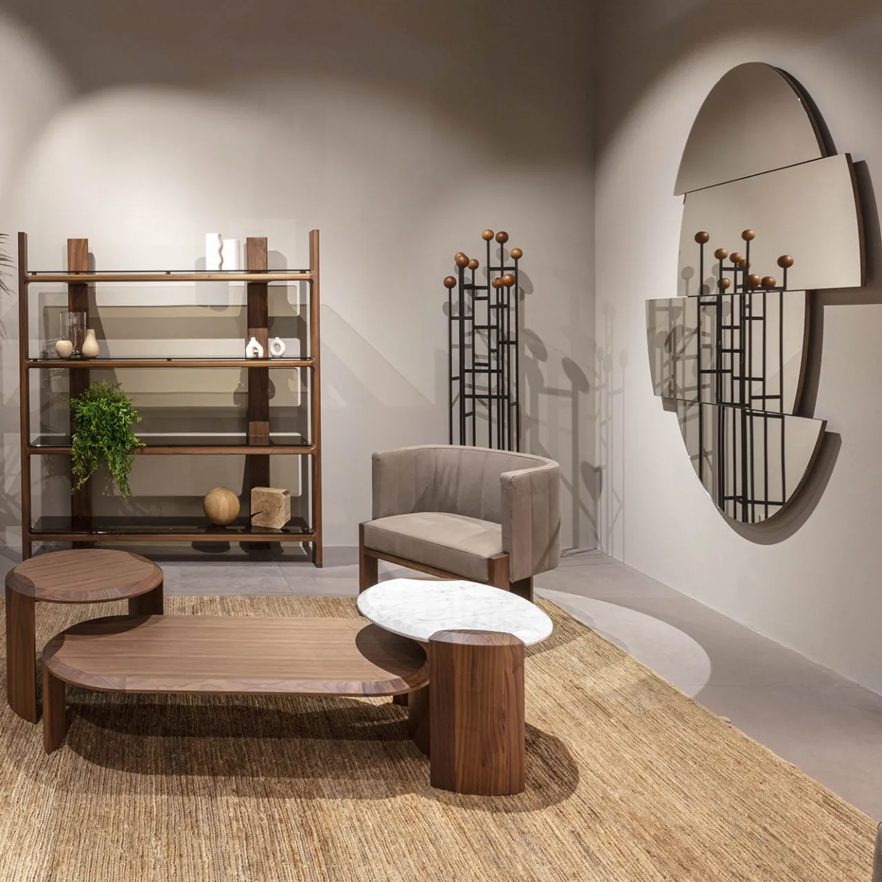 Durame Side Tables<Bellagio Carrara & Walnut Side Table