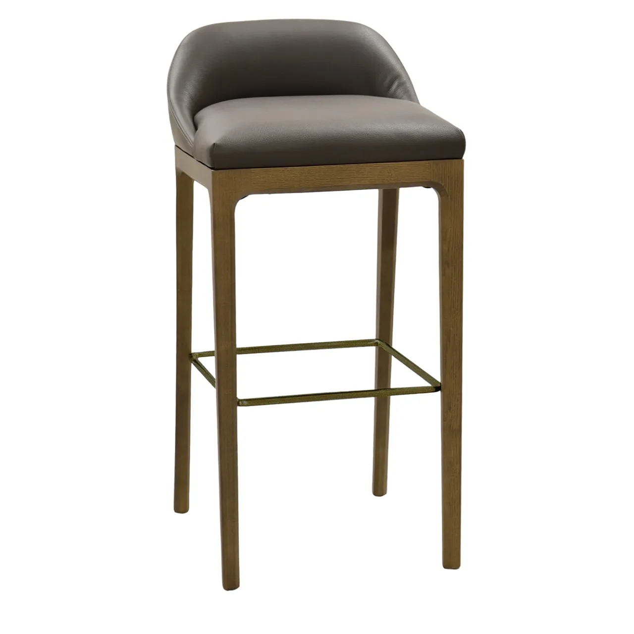 Morelato Bar Stools<Bellagio Low Back Ash Wood Leather Bar Stool