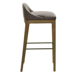 Morelato Bar Stools<Bellagio Low Back Ash Wood Leather Bar Stool