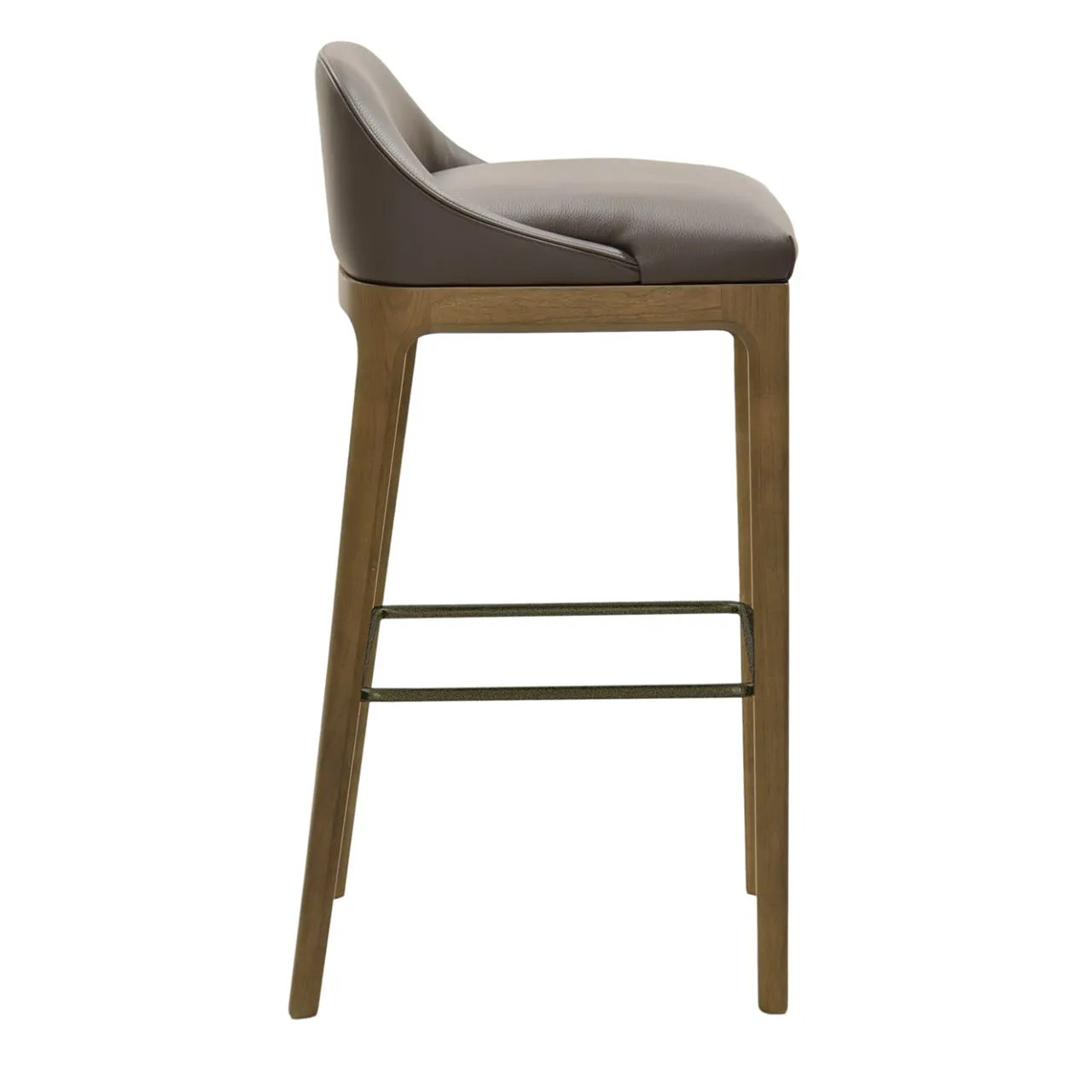 Morelato Bar Stools<Bellagio Low Back Ash Wood Leather Bar Stool