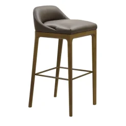 Morelato Bar Stools<Bellagio Low Back Ash Wood Leather Bar Stool