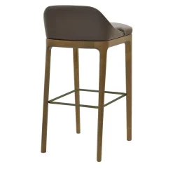 Morelato Bar Stools<Bellagio Low Back Ash Wood Leather Bar Stool