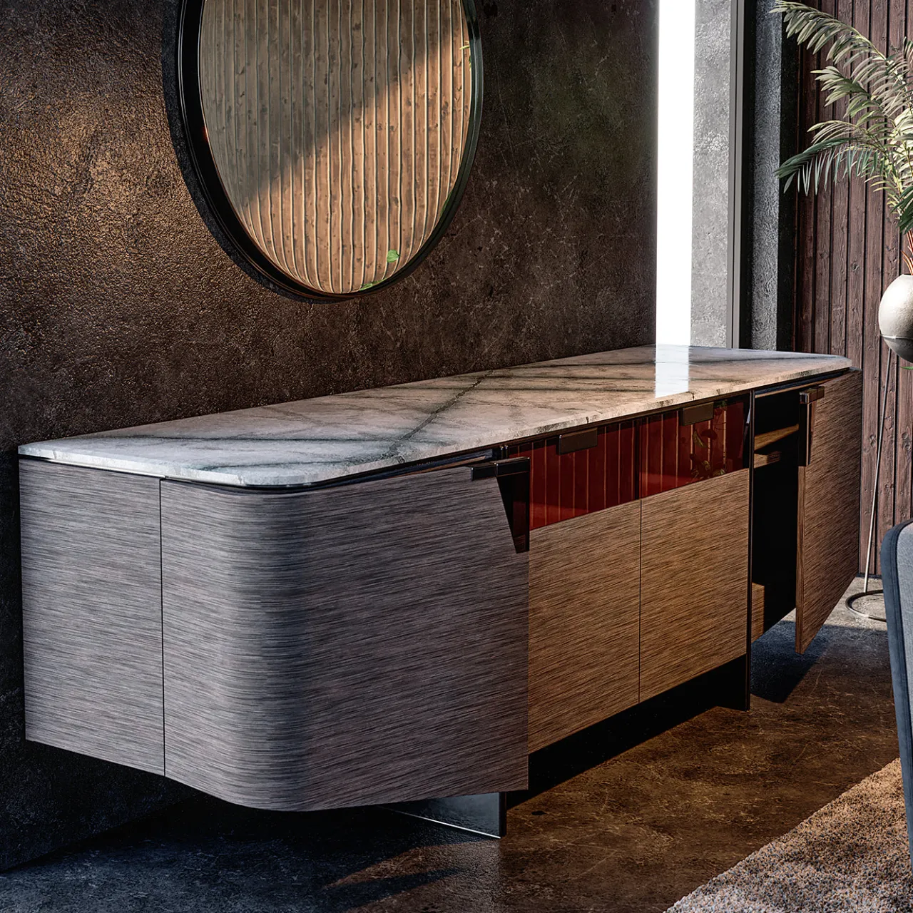 Living Couture Sideboards Buffets<Bellatrix Black Sideboard with LED Bars