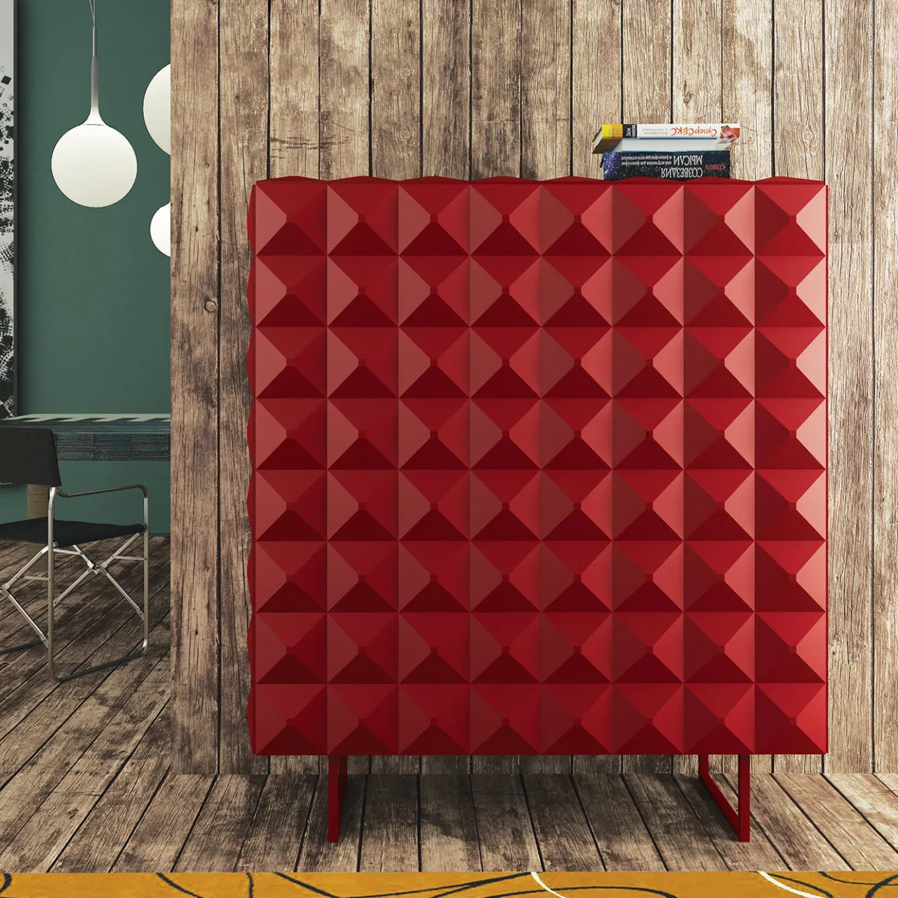 Arkof Cabinets<Belmondo Cabinet Red by Bruno Rainaldi