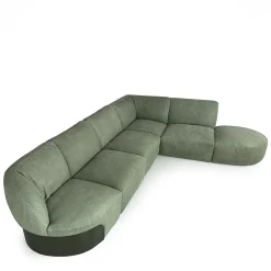 Borzalino Sofas<Belt Modular Green Leather Sofa with Metal Detail