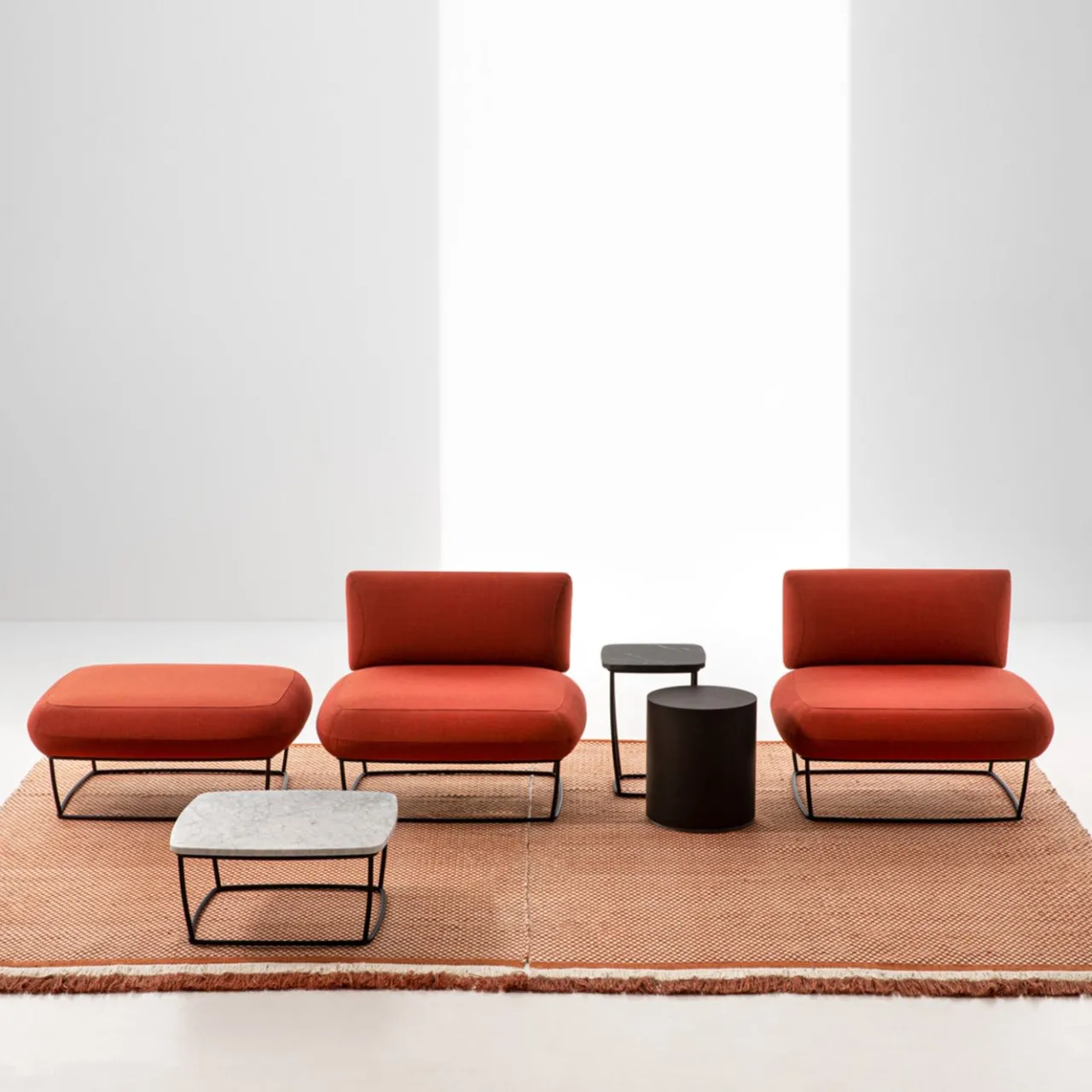 La Cividina Ottomans & Poufs<Bernard Orange Large Ottoman