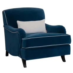 Mantellassi 1926 Armchairs<Bernini blue velvet classic armchair