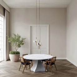 Carcino Design Dining Tables<Bianca Round Travertine Table