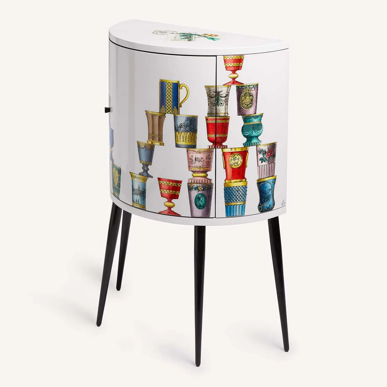 Fornasetti Cabinets<Bicchieri di Boemia Curved Small Cabinet