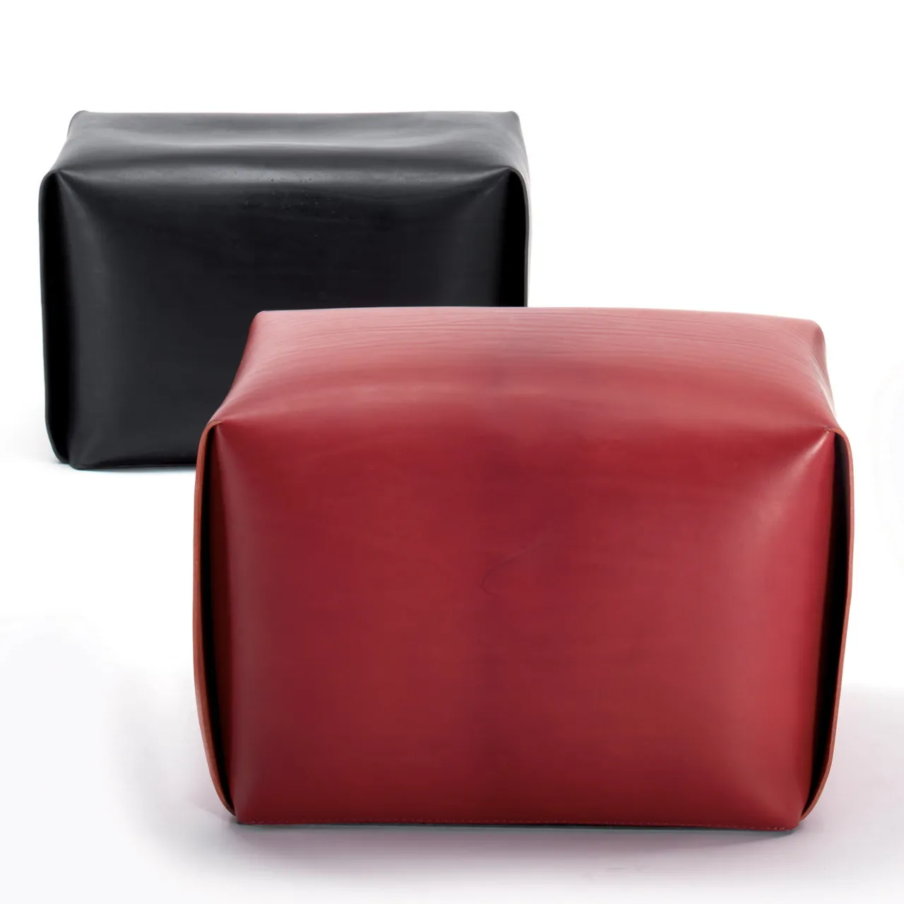 Tonucci Collection Ottomans & Poufs<Big Bao Red Leather Ottoman by Viola Tonucci