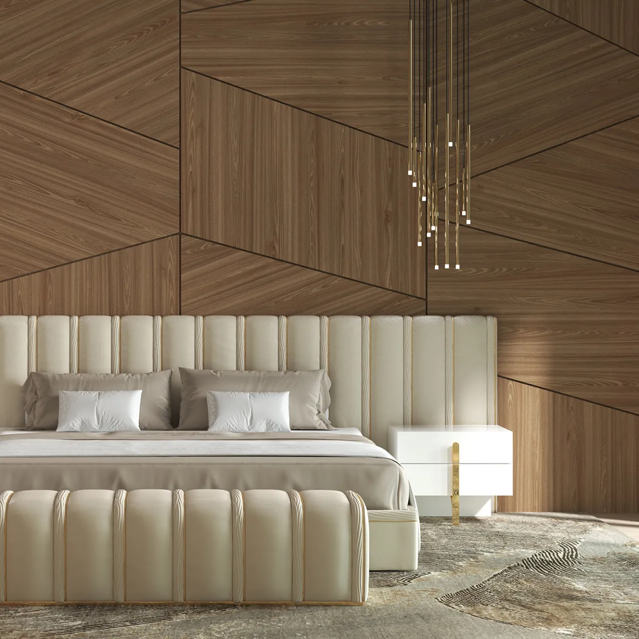 Morello Gianpaolo Beds<Big Flare Bed with Velvet Headboard