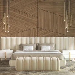 Morello Gianpaolo Beds<Big Flare Bed with Velvet Headboard