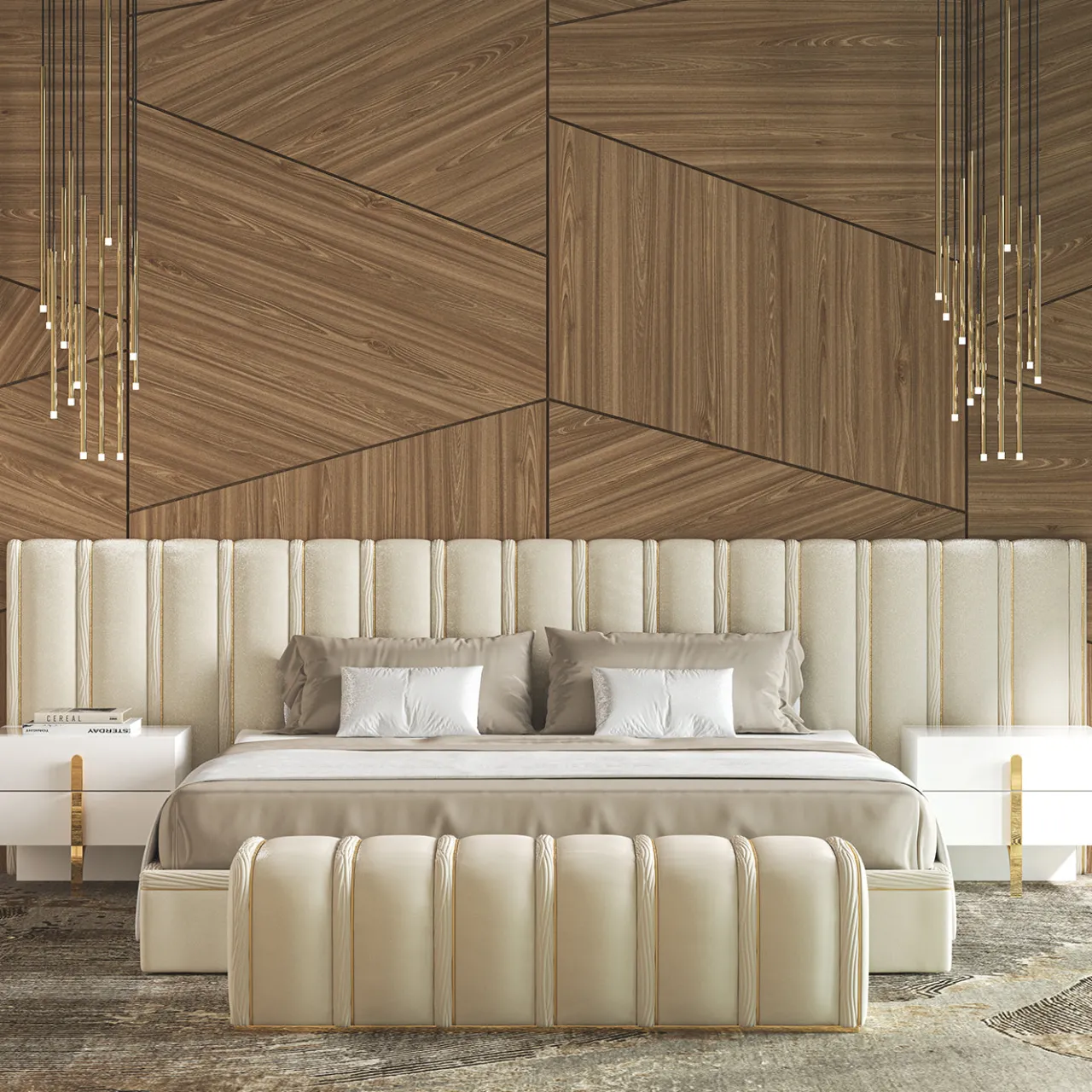 Morello Gianpaolo Beds<Big Flare Bed with Velvet Headboard