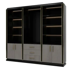Guerra Vanni Bookcases<Black and Brown Bookcase with Eucalyptus Doors from Studio Privè Collection