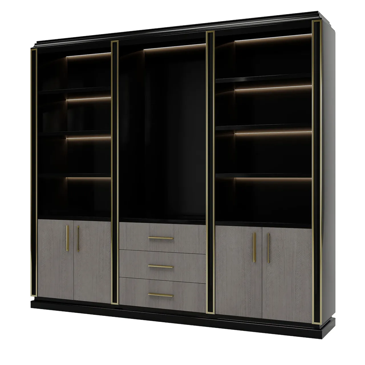 Guerra Vanni Bookcases<Black and Brown Bookcase with Eucalyptus Doors from Studio Privè Collection