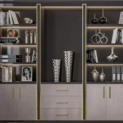 Guerra Vanni Bookcases<Black and Brown Bookcase with Eucalyptus Doors from Studio Privè Collection