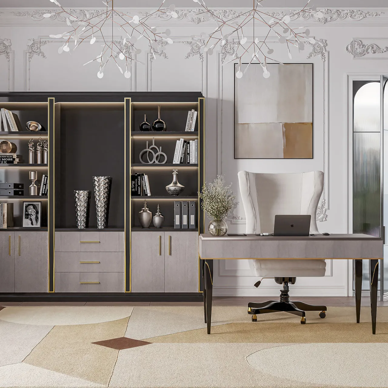 Guerra Vanni Bookcases<Black and Brown Bookcase with Eucalyptus Doors from Studio Privè Collection