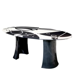 Ros Italia Interiors Dining Tables<Black and White Oval Marble Table