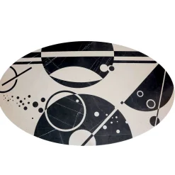 Ros Italia Interiors Dining Tables<Black and White Oval Marble Table
