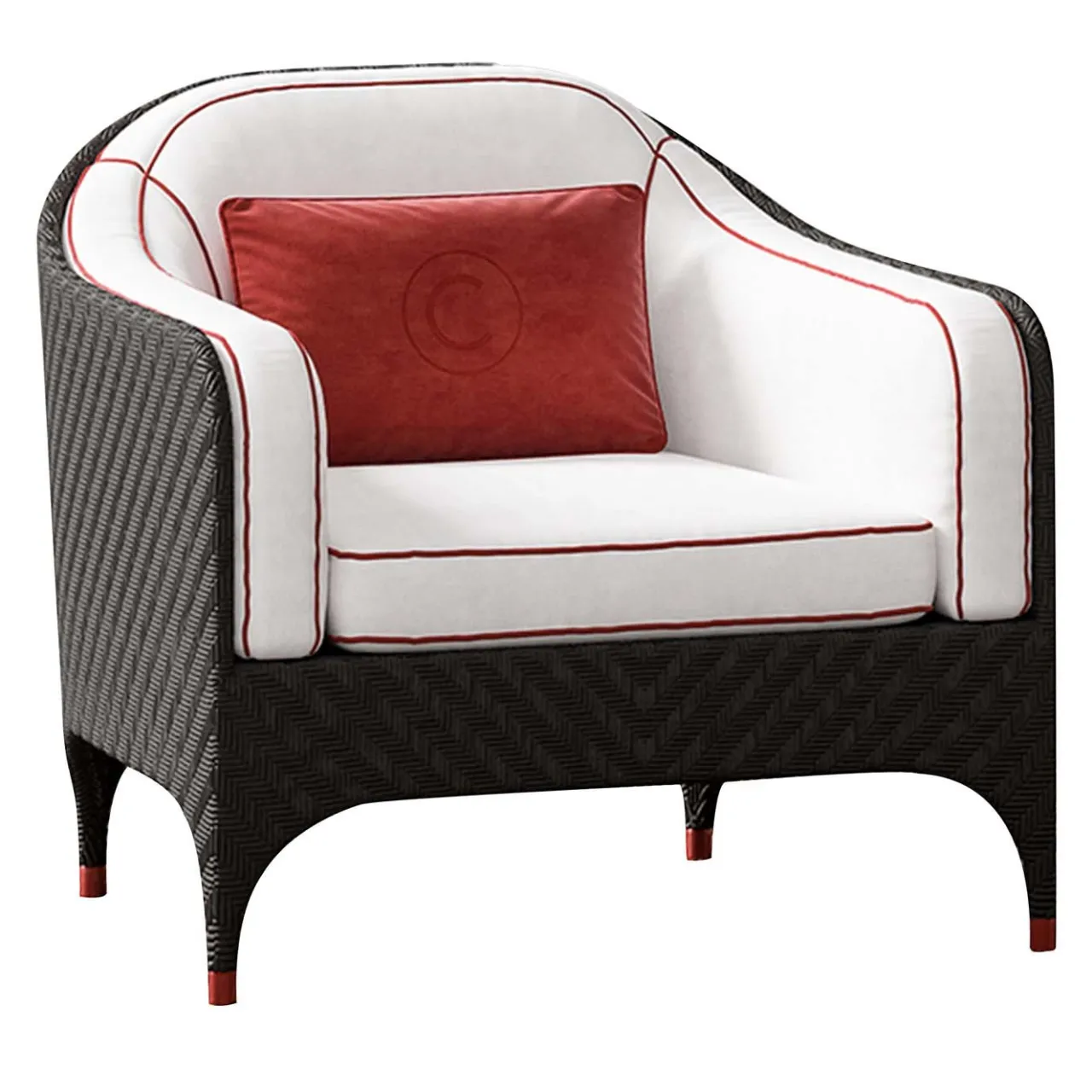 CPRN Homood Outdoor Armchairs<Black Armchair with White Cushions