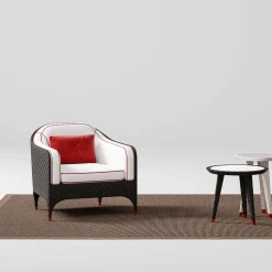 CPRN Homood Outdoor Armchairs<Black Armchair with White Cushions