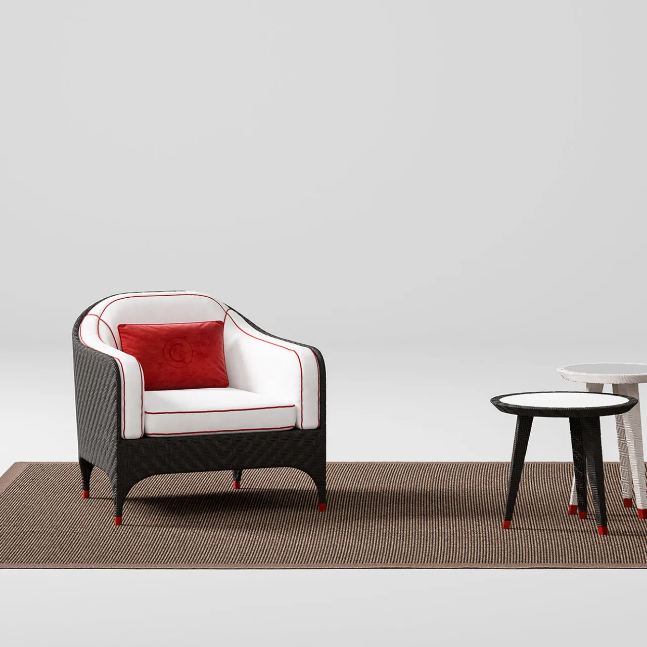 CPRN Homood Outdoor Armchairs<Black Armchair with White Cushions