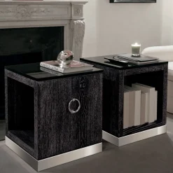 Chelini Nightstands<Black Bedside Table by Michele Bonan