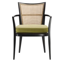 LCI_DECORA Chairs<Black Beech Wood chair with Green Velvet Cushion
