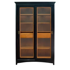 Ebanisteria Roberto Gambella Cabinets<Black Bookcase with Sliding Doors