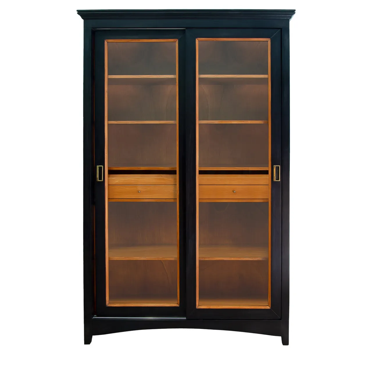 Ebanisteria Roberto Gambella Cabinets<Black Bookcase with Sliding Doors