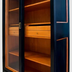 Ebanisteria Roberto Gambella Cabinets<Black Bookcase with Sliding Doors