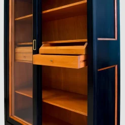 Ebanisteria Roberto Gambella Cabinets<Black Bookcase with Sliding Doors