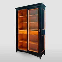 Ebanisteria Roberto Gambella Cabinets<Black Bookcase with Sliding Doors