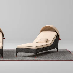 CPRN Homood Outdoor Chaises & Daybeds<Black 1-Seater Sunbed with White Cushions