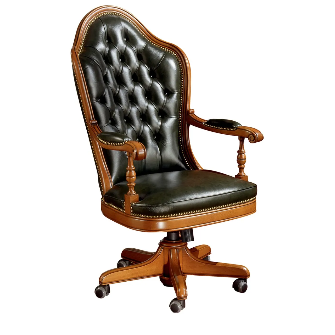 Marzorati Office Chairs<Black Tall Leather Armchair