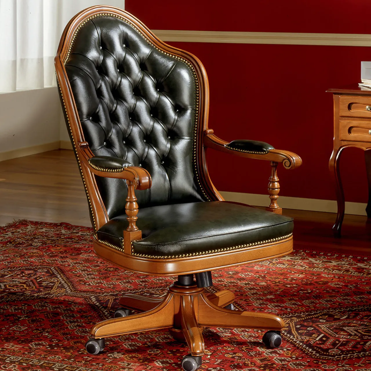 Marzorati Office Chairs<Black Tall Leather Armchair