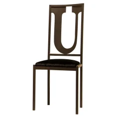 Giulia Ligresti Chairs<Black Velvet-Upholstered U Chair in Iron Frame