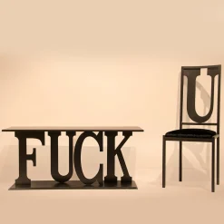 Giulia Ligresti Chairs<Black Velvet-Upholstered U Chair in Iron Frame