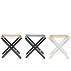 Montina Stools<Black Wood & Leather Luggage Stand #2