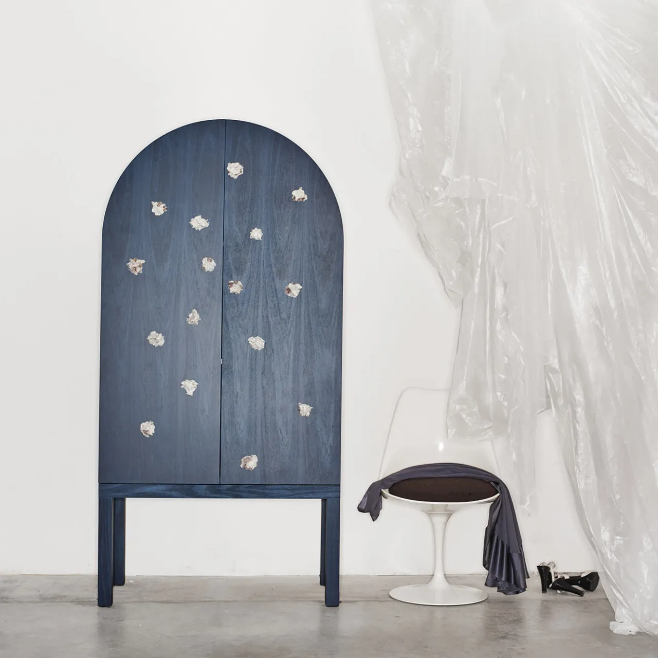 Sergio Mannino Studio Cabinets<Blossom Blue Storage Cabinet with Double Doors & Ceramic Inserts
