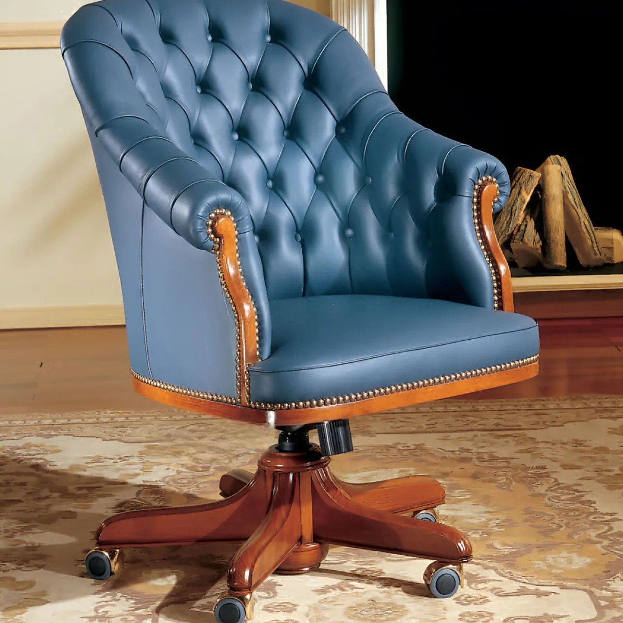 Marzorati Office Chairs<Blue Leather Armchair