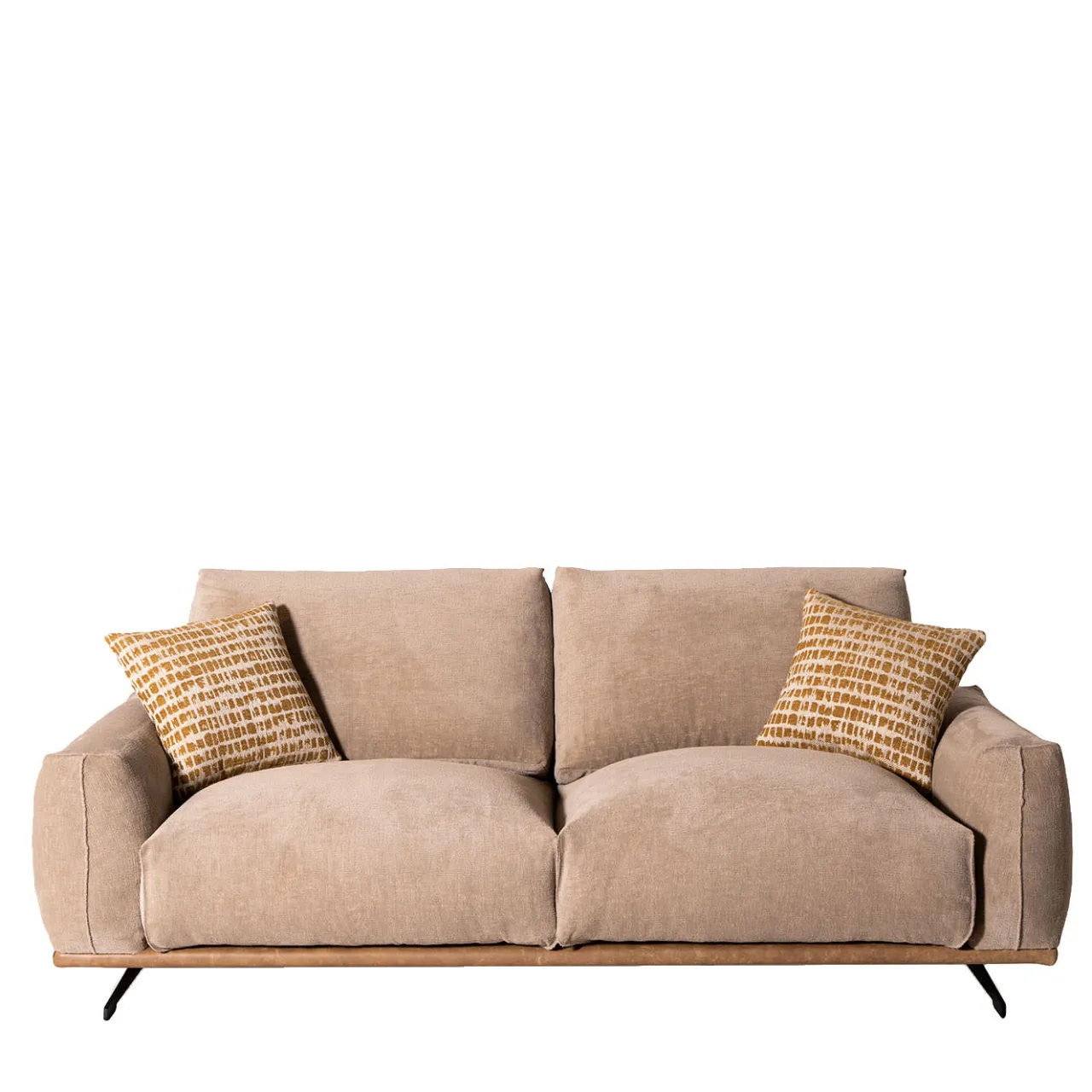 Mantellassi 1926 Sofas<Boboli Beige Fabric and Camel Leather Sofa