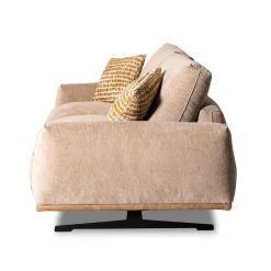 Mantellassi 1926 Sofas<Boboli Beige Fabric and Camel Leather Sofa