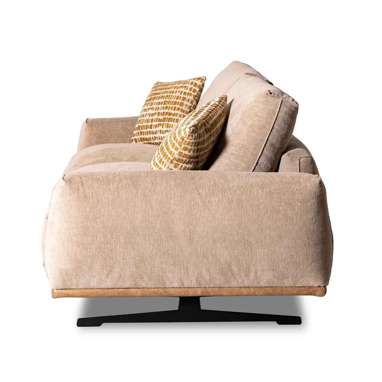 Mantellassi 1926 Sofas<Boboli Beige Fabric and Camel Leather Sofa