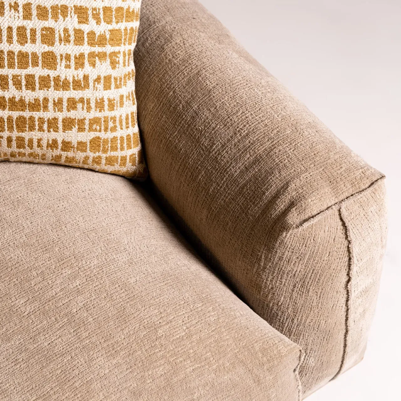 Mantellassi 1926 Sofas<Boboli Beige Fabric and Camel Leather Sofa