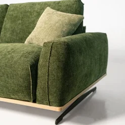 Mantellassi 1926 Sofas<Boboli Green Fabric Sofa with Wooden Base