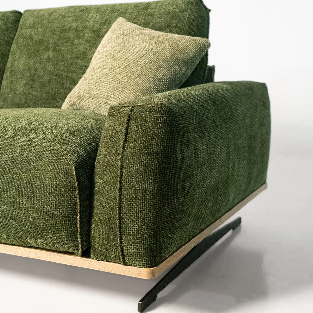 Mantellassi 1926 Sofas<Boboli Green Fabric Sofa with Wooden Base
