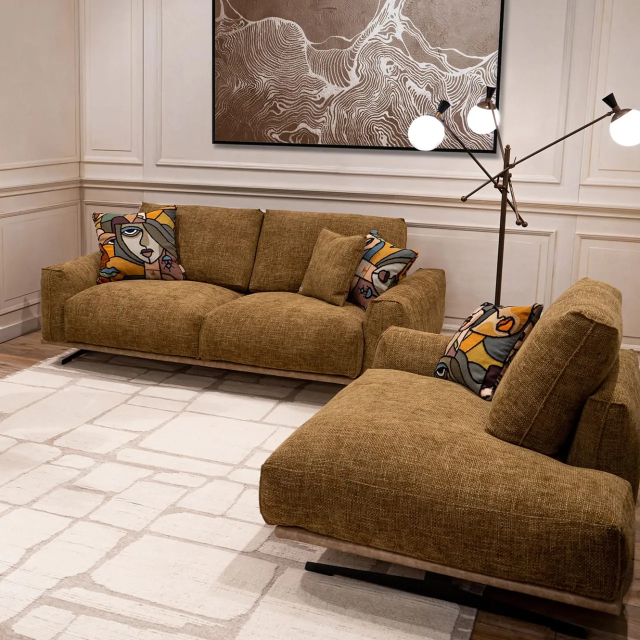 Mantellassi 1926 Chaises<Boboli ocher yellow dormeuse with light brown base