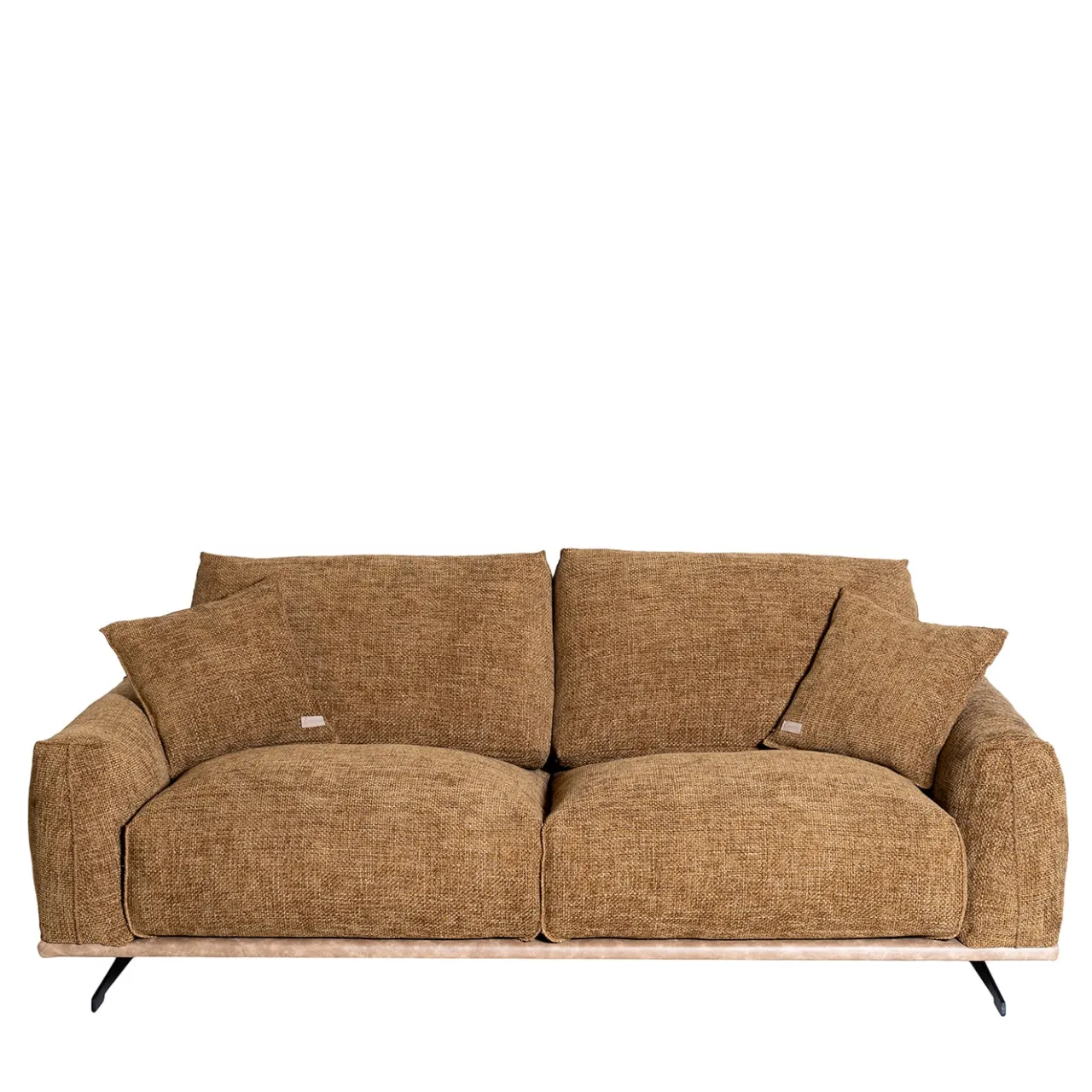 Mantellassi 1926 Sofas<Boboli ocher yellow sofa with light brown leather base