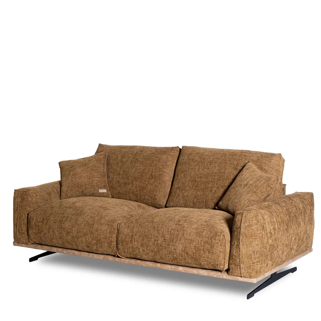 Mantellassi 1926 Sofas<Boboli ocher yellow sofa with light brown leather base
